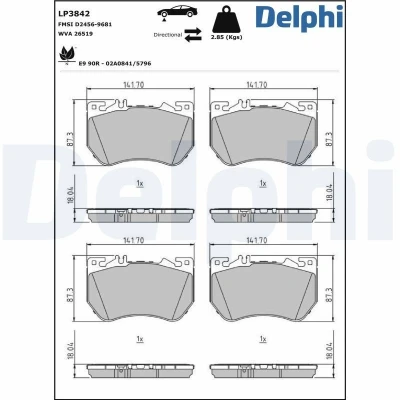 Abbildung von Bremsbelagsatz DELPHI LP3842