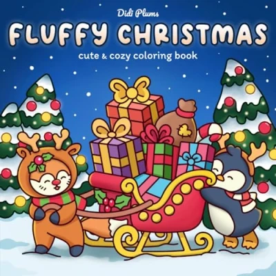 Abbildung von Fluffy Christmas: Winter Coloring Book for Adults and Teens Featuring Cozy Hygge Holiday Scenes with Cute Animal Characters (Fluffy Times Coloring)
