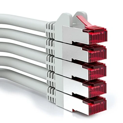 Abbildung von deleyCON 5x 2m CAT6 Patchkabel S/FTP PIMF Schirmung CAT 6 RJ45 Netzwerkkabel Ethernetkabel LAN DSL Switch Router Modem Access Point Patchfelder Grau