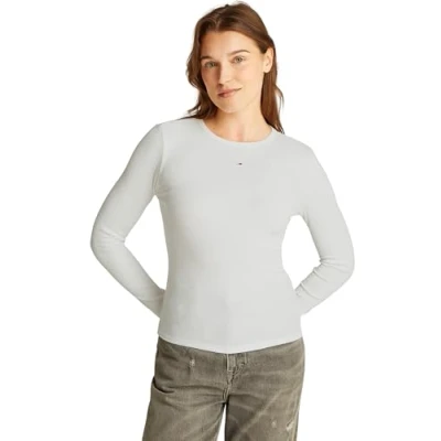 Abbildung von Tommy Jeans SLIM Essential Langarmshirt, Damen, Größe: XXS, Ecru