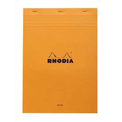 Abbildung von Rhodia 18000C Notizblock (geheftet, mikroperforiert, blanko, DIN A4, 80 g, 21 x 29,7 cm, Blatt) 1 Stück orange