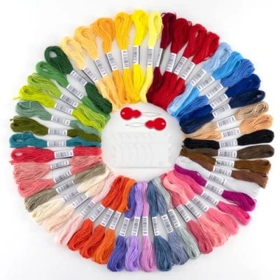 Abbildung von 50 Farben Stickgarn set, Embroidery Floss Multifarben Weicher Polyester Perfekt für Armbänder Knüpfen Stickerei Basteln Crafts Arts Kreuzstich, 8m, 6fädig, Threads Nähgarne Häkeln