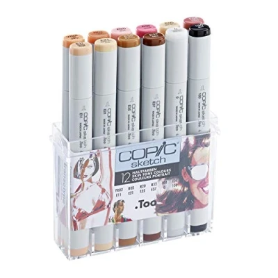 Abbildung von COPIC Sketch Set &quot;Portrait&quot;, 12er im Acryl Display, Twin Marker mit einer mittelbreiten und Brush Spitze