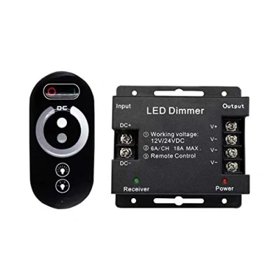 Abbildung von LED Funk Touchdimmer/Schalter 12V DC mit Fernbedienung für alle dimmbaren Lampen Gleichspannung Touch Funkdimmer Dimmschalter (Funk Touchdimmer 18A)
