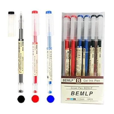 Abbildung von Gel Tintenroller, extra feine Spitze, Kugelschreiber, flüssige Tinte, 0,35 mm, hochwertig, schnelltrocknend, für japanisches Büro,Schule,Schreibwaren,12 Packungen(4schwarz,4blau,4rot)