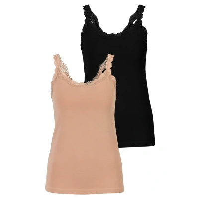Abbildung von Lascana 2 PACK Unterhemd/shirt Beige schwarz, Damen, Größe: 40/42, schwarz