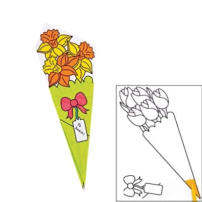 Abbildung von Baker Ross Blumensträuße zum Ausmalen, AT447, 10 Stück