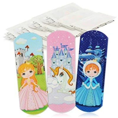 Abbildung von com four® 40x Kinderpflaster wasserabweisend Bunte Pflaster Strips für Kinder Set mit Prinzessin und Einhorn Motiven klinisch getestet