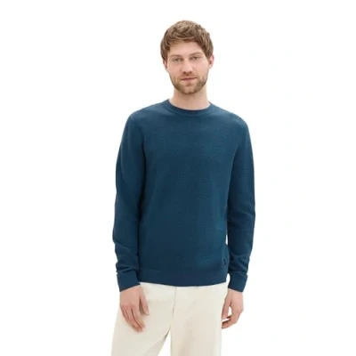 Abbildung von TOM TAILOR Herren Crewneck Strickpullover aus Baumwolle, dark green melange, XXL