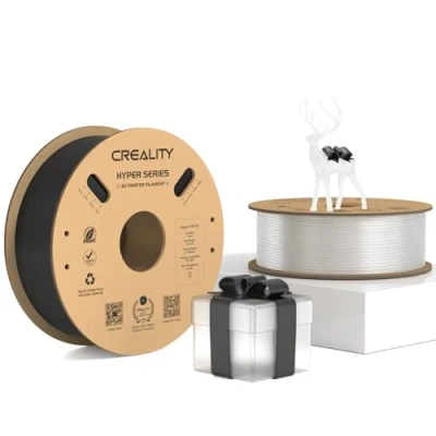 Abbildung von Creality Hyper PETG Filament, Schwarz+Transparent Filament 1.75mm 2KG, 3D Drucker Maßgenauigkeit +/ 0.03mm, Druck Materialien für die meisten