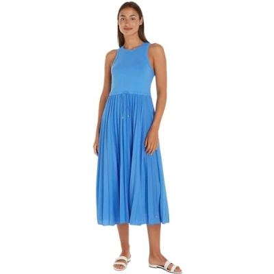 Abbildung von Tommy Hilfiger TANK Pleated Dress MIDI Freizeitkleid, Damen, Größe: XXL, Blue spell