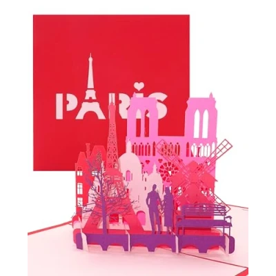 Abbildung von Pop Up Karte &quot;Paris Je t&#039;aime&quot; 3D Klappkarte Paris &amp; Eiffelturm als Valentinskarte, Reisegutschein Geschenkverpackung zum Städtetrip Hochzeitsreise