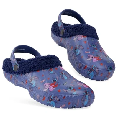 Abbildung von Disney Stitch Clogs für Damen Winter Hausschuhe Fleece Gefüttert in Größe 35 40 mit Anti Rutsch Sohle (Blau, 39 EU)