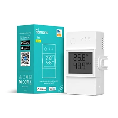Abbildung von SONOFF THR316D Elite 16A Smart Schalter mit Temperatur und Luftfeuchtigkeit Überwachung LCD Bildschirm,Kompatibel Alexa/Google Home/IFTTT.