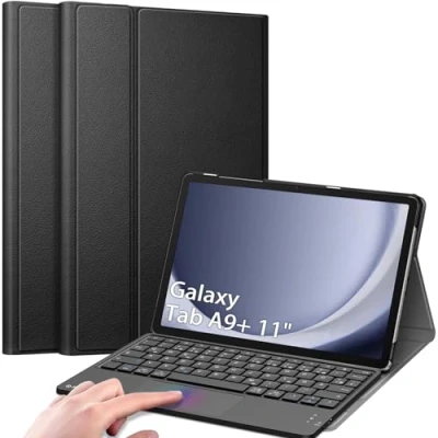 Abbildung von Fintie Tastatur Hülle für Samsung Galaxy Tab A9 Plus 11 Zoll 2023 SM X210/X216/X218 Deutscher mit Touchpad Magnetisch Abnehmbarer Keyboard, Schwarz