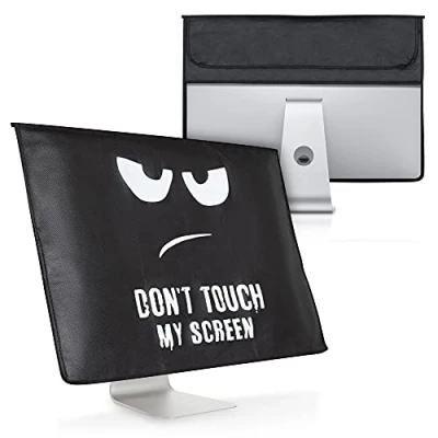 Abbildung von kwmobile Hülle kompatibel mit 24 26&quot; Monitor 2 Fächern auf Rückseite Schutzhülle Don&#039;t Touch My Screen Weiß Schwarz