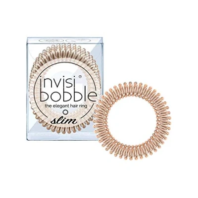 Abbildung von invisibobble Slim Haargummi bronze Me Pretty I 3x Dünne Haargummis für Mädchen &amp; Damen eleganter Look starker Halt designed im Herzen Münchens