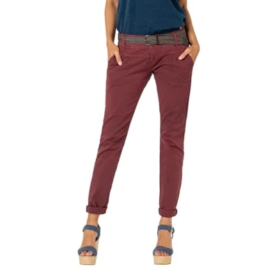 Abbildung von Urban Surface Damen Chino Stoff Hose mit Flecht Gürtel red M
