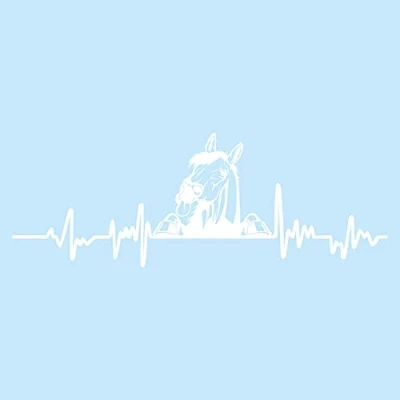 Abbildung von Finest Folia Aufkleber Herzschlag Tiere Breite 27cm Lifeline Heartbeat Deko Sticker Selbstklebend für Auto Kühlschrank Laptop Autoaufkleber K150 (Weiß Glanz, 22 Pferd)