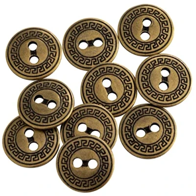 Abbildung von AERZETIX C65518 Set mit 10 Nähknöpfe aus Metall Ø15 mm 2 löchern Öffnung 3 antik goldfarben kurzwaren nähen kleidung handwerk jeans
