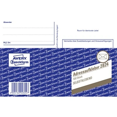 Abbildung von AVERY Zweckform 2824 Adressaufkleber/Paketaufkleber (DIN A6, selbstklebend, 100 Blatt) weiß