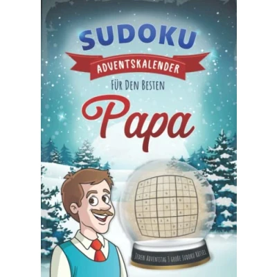 Abbildung von Sudoku Adventskalender für Papa: Weihnachtlicher Advents Kalender mit Rätsel Sudokus jeden Adventstag drei große Puzzle ... Rätselblock &amp; Rätselheft inkl. Lösunge