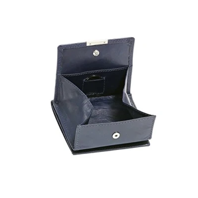 Abbildung von LEAS Wiener Schachtel mit großer Kleingeldschütte RFID Schutz Folie, Echt Leder, dunkelblau Special Edition