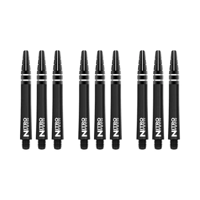 Abbildung von RED DRAGON Nitrotech Dart Schäfte, 3 Stück pro Packung (9 Schäfte insgesamt) mit Punktekarte, Schwarz, M