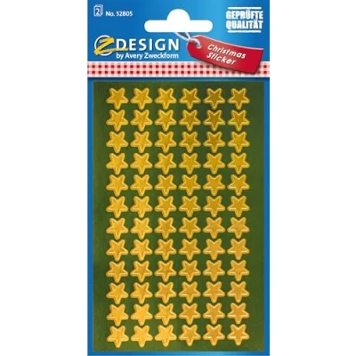 Abbildung von AVERY Zweckform 144 Aufkleber Weihnachten Sterne gold (Made in Germany, Weihnachtssticker Glanzpapier, selbstklebende Weihnachtsdeko für Karten, Geschenke, Tüten) 2 Bogen/je 72 Sternsticker, 52805