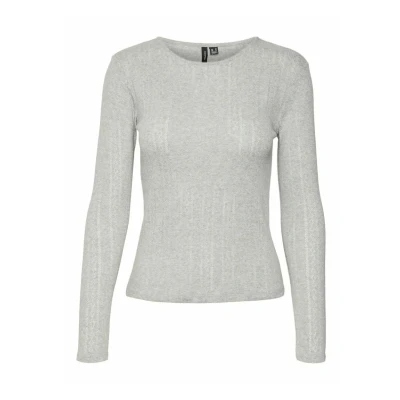 Abbildung von Vero Moda Vmlisa Pointelle LS JRS NOOS Strickpullover, Damen, Größe: XS, Light grey melange