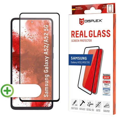 Abbildung von Samsung Galaxy A53 Panzerglas Displex Real Glass FC Bildschirmschutzfolie Full Cover für das A52(s) (5G/4G) /