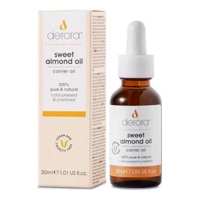 Abbildung von Derora Süßmandelöl, Pflegt Haut, Haare und Nägel, 100% rein natürlich, Reich an Antioxidantien Vitamin A, B, D E, Für alle Hauttypen (30 ml (1er Pack)