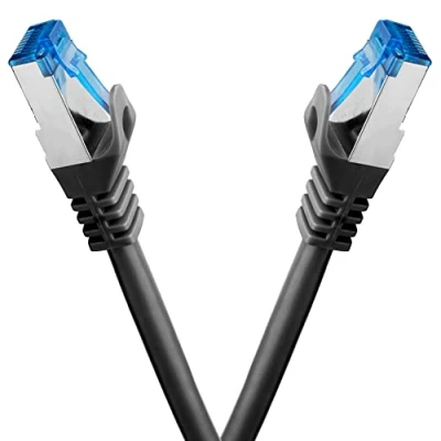 Abbildung von BIGtec 2 Stück 0,25m CAT.7 Gigabit Patchkabel Netzwerkkabel schwarz Kupferkabel Patch Ethernt LAN DSL Kabel CAT7 (RJ45, Cat 7, S/FTP PIMF) 25cm
