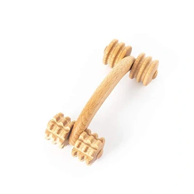 Abbildung von Tuuli Accessories Massage Massagegerät Rücken Nacken Schulter Massageroller Roller aus Holz 18 x 7 6 cm