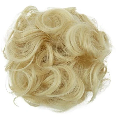 Abbildung von CAISHA Scrunchie Haarteil Haargummi Dutt Haarverdichtung Groß Emilia Gewellt Unordentlich DM15cm Platinblond G11E