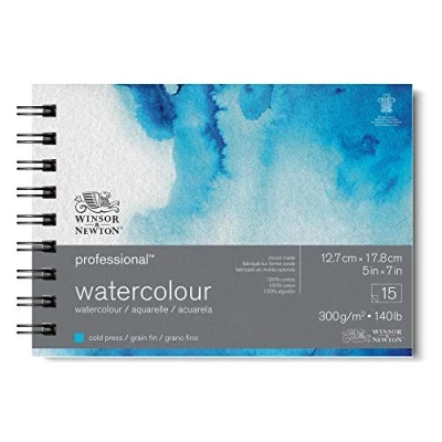 Abbildung von Winsor &amp; Newton 6662578 Professional Aquarellpapier in Spiralbindung 15 Blatt 12,7 x 17,8 cm, 300g/m², Feinkorn, helles natürliches weißes Papier archivierbarer Qualität, gilbbeständig