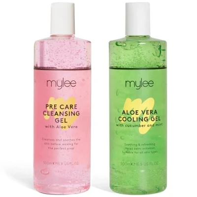 Abbildung von MYLEE Pre &amp; After Care Kit mit Aloe Vera Gel (2x500ml) Beruhigendes Kühlgel Waxing Set, Hautreiniger für alle Hauttypen