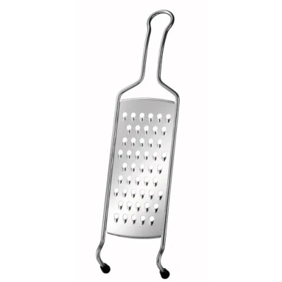 Abbildung von RÖSLE Grobreibe Classic, Hochwertige Reibe für Rohkost, Kartoffeln, Gemüse oder Käse, mit Drahtgriff und Silikonstandfuß, Edelstahl 18/10, Silberfarben, 40 cm