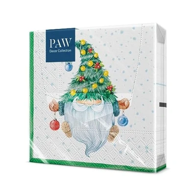 Abbildung von PAW Servietten 3 lagig (33 x 33 cm) I 20 Stück Perfekt für Weihnachten, Winter, Feiertage Heiligabend Winterzeit Tischdekoration Winter Papierservietten Ausgefallener Gnom Fancy Gnome