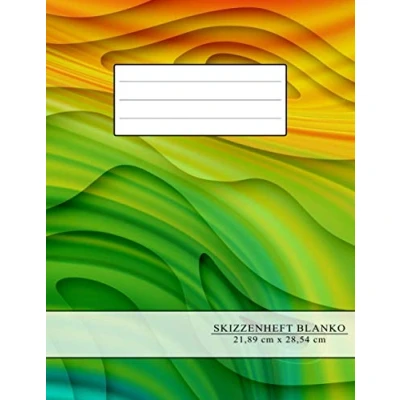 Abbildung von Skizzenheft Blanko: A4 zum Zeichnen, Malen und Skizzieren Buntes Softcover matt mit geschwungenen Linien als Motiv Blanko 100+ Seiten Zeichnen in der Schule Zuhause