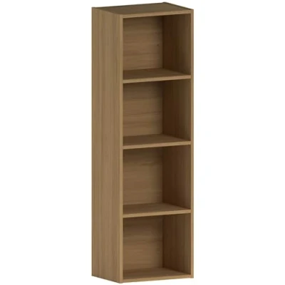 Abbildung von Vida Designs Oxford Bücherregal mit 4 Ebenen, würfelförmig, weiß, Holz Regaleinheit für Büro, Wohnzimmermöbel, Eiche