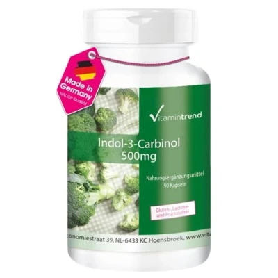 Abbildung von Indol 3 Carbinol 500mg 90 vegane Kapseln I3C mit zusätzlichem Brokkoli Pulver Vitamintrend®