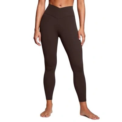 Abbildung von CRZ Yoga Damen Butterluxe Cross Waist Workout Leggings V High Waisted Bauchkontrolle Gym 64cm Heißes Fudge Brown 44