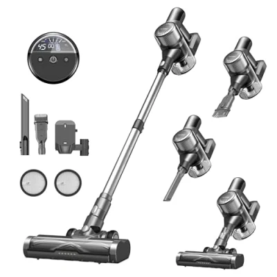 Abbildung von Ultenic U12 Vesla Akku Staubsauger, 45 KPa Staubsauger Kabellos, Vacuum Cleaner Akkusauger Lange Laufzeit Min, Green Eye™ und Anti Haare Design, 1L Stielstaubsauger für Teppich Hartböden Tierhaare