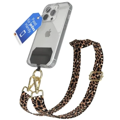 Abbildung von EAZY CASE Handykette Universal zum Umhängen kompatibel mit jedem Handy Kette Hülle kombinierbar Handykordel Karabiner für Handyhülle Handyband Bunt Leo Kordel Schwarz Braun