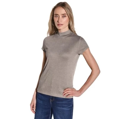 Abbildung von Street One MIT Glitzerstreifen Tshirt basic, Damen, Größe: 42, Beige