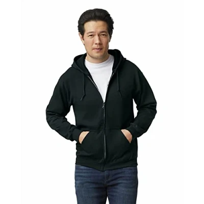 Abbildung von Gildan Unisex Kapuzensweatshirt aus Fleece mit Reißverschluss, Stil G18600 T Shirt, Schwarz, XXL