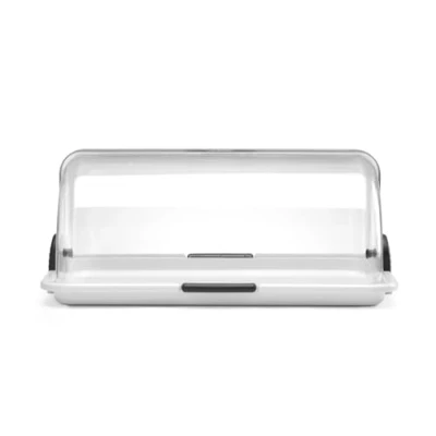 Abbildung von HENDI Buffet Vitrine, Doppeldecker, Rolltop Präsenter, Käse und Brotkasten, Transparente Rollabdeckung oben, 465x310x(H)190mm, Polystyrol