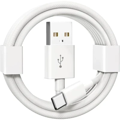 Abbildung von KiwiBird USB auf C Kabel Auto Ladekabel CarPlay Kompatibel mit iPhone 16 15 Pro Plus Max, iPad Air 10 mini 6, Android Auto, Galaxy S24 S23, Typ Nylon Weiss Handykabel 1M Weiß