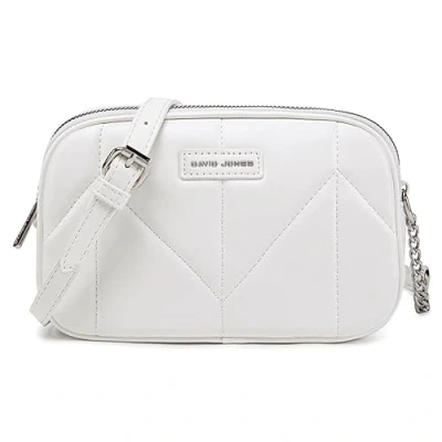 Abbildung von David Jones Dämen Kleine Umhängetasche Frau Mini Handtasche PU Leder Handy Tasche Multi Taschen Reißverschluss Kette Crossbody Bag Viele Fächer Abendtasche Clutch Party Elegant Weiß